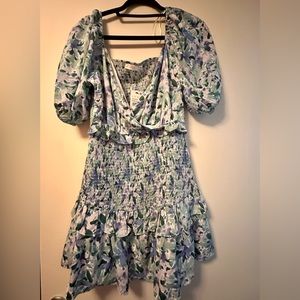 Floral smocked waist dress